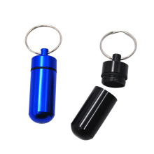 Aluminum Airtight Proof Metal Stash Jar Bottle Pill Box Case with Keychain 6 colors assorted 50mm customizable